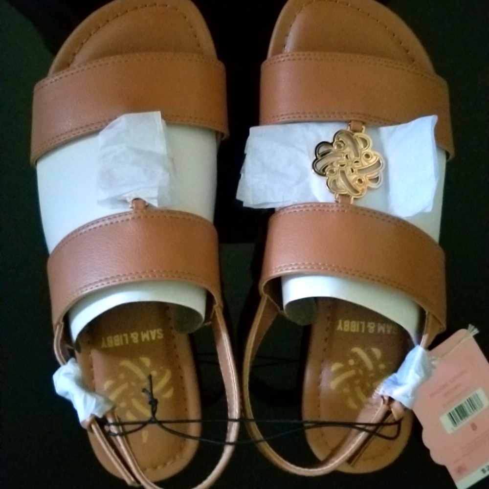 Sam & Libby flat brown slingback sandals.